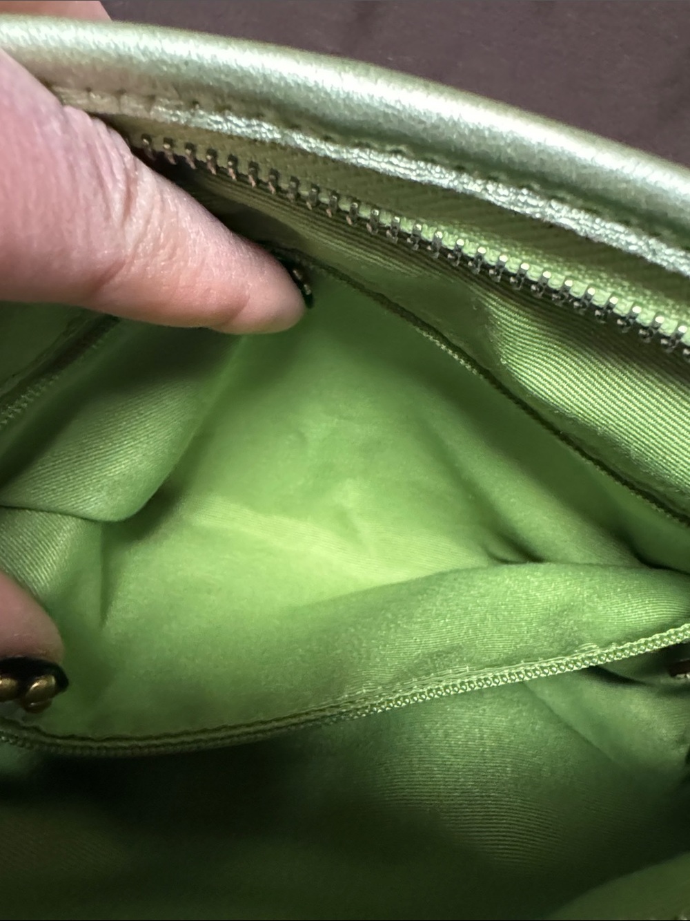 Vintage Coach Green Signature Canvas & Tan Leather Shoulder Bag with Ladybugs - Picture 4 of 9